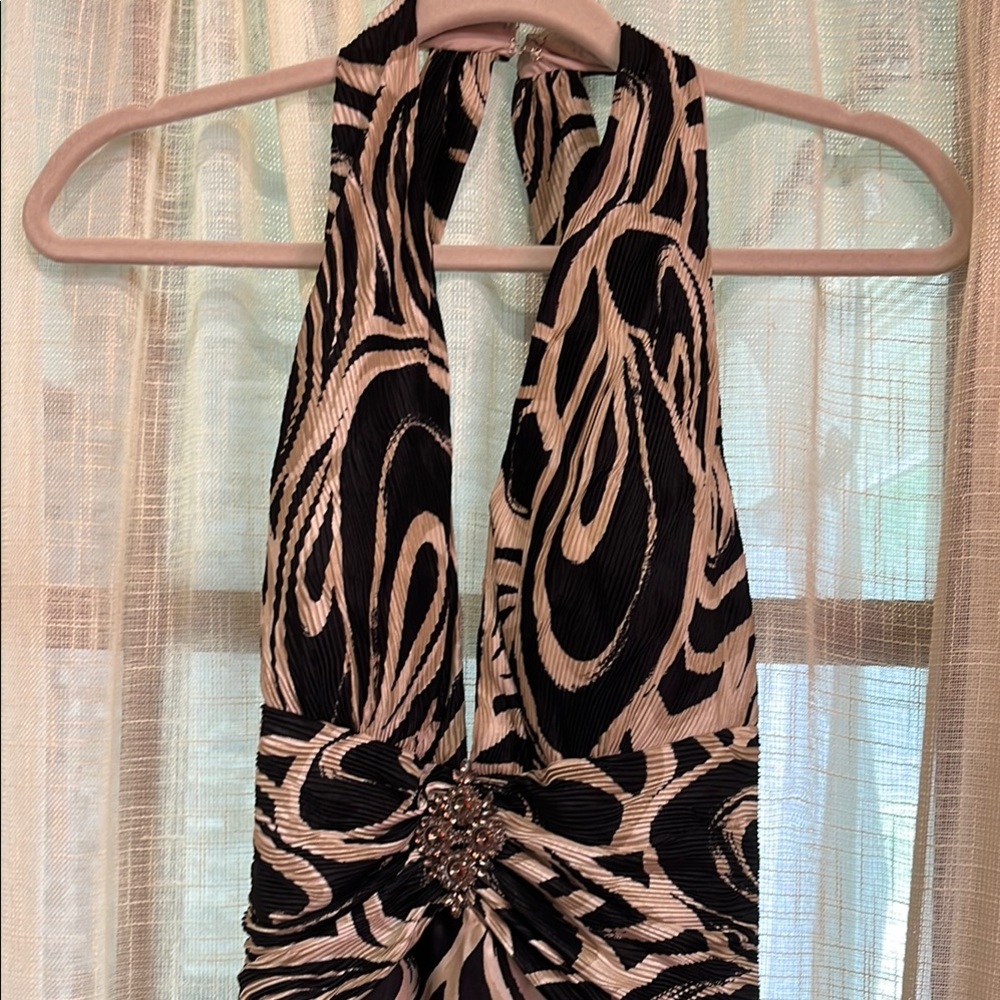 Betsy & Adam Black and Cream Patterned Dress